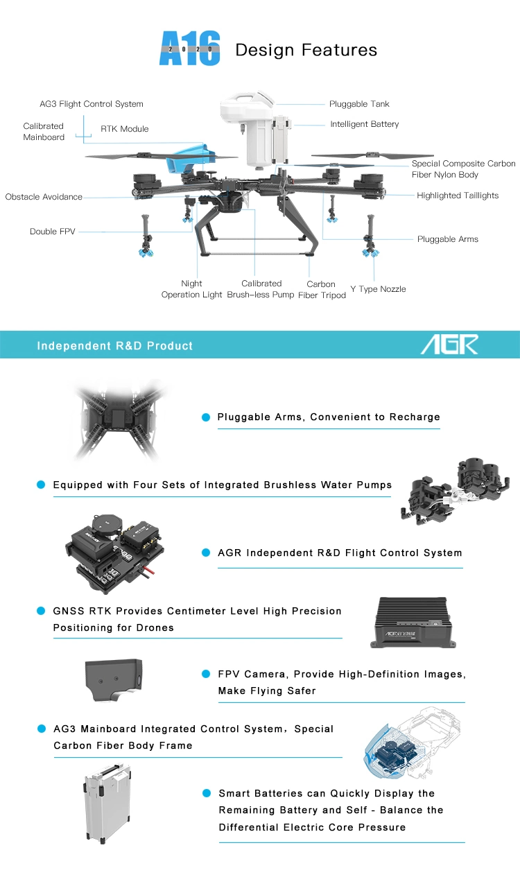 Plant Protection Drone Heavy 16L Payload Plant Protection Fumigation Agricultural Uav Sprayer Equipment